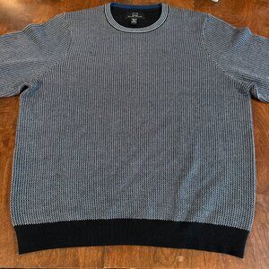Michael Strahan Men’s XXL Textured Knit Sweater Navy White Crewneck Modern Fit